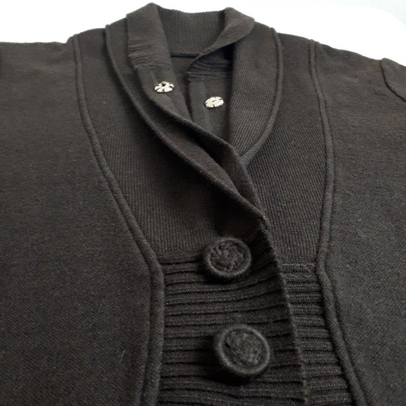 Brown Wool Double Collar Cocoon Cardigan - Picture 4 of 13